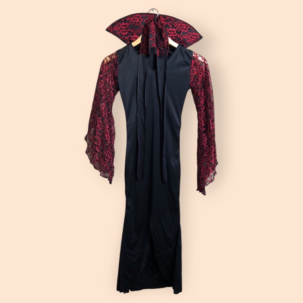 Vintage Y2K Kids Halloween Costume Vampire Dress Red Lace Big Collar Kids Small